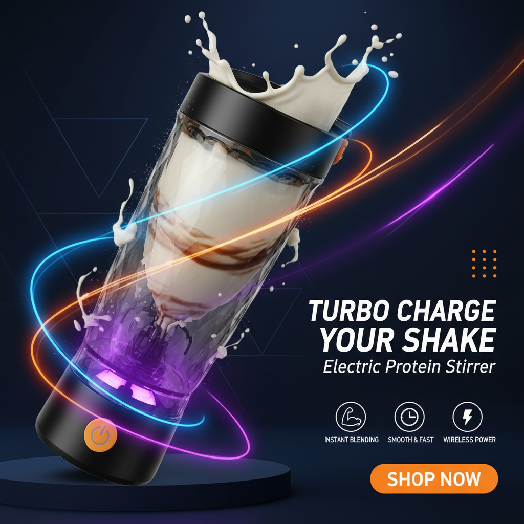 Electric Whey Protein Shake Stirrer Promotional Banner