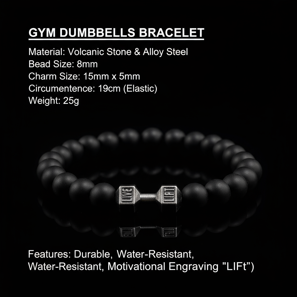 Gym Dumbbells Bracelet with Parameters